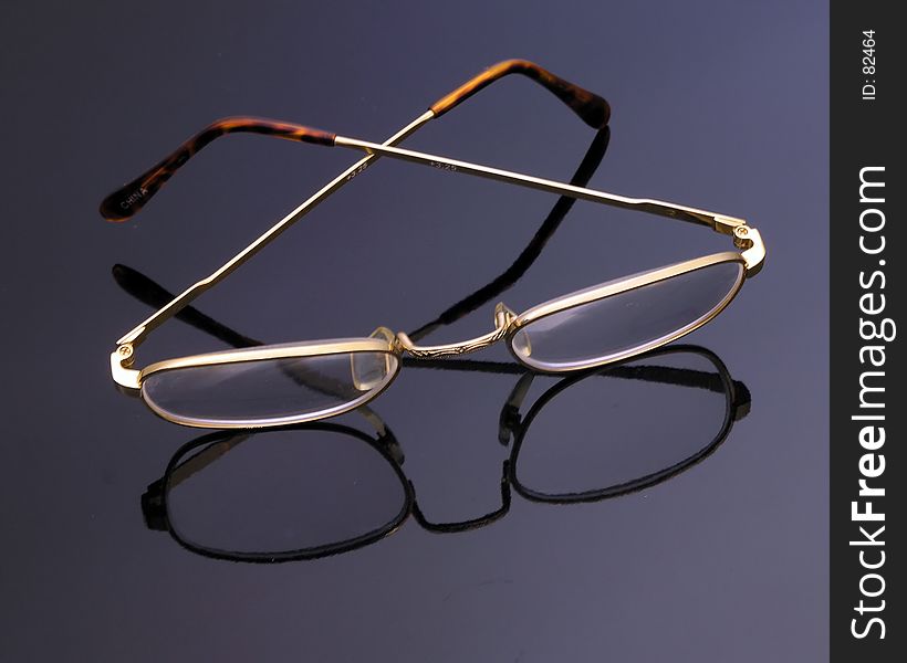 Eye glasses with black glass mirror image,. Eye glasses with black glass mirror image,
