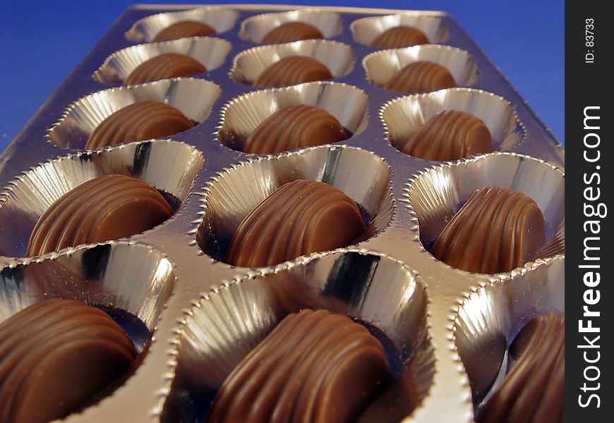 Closeup on a box of chocolate