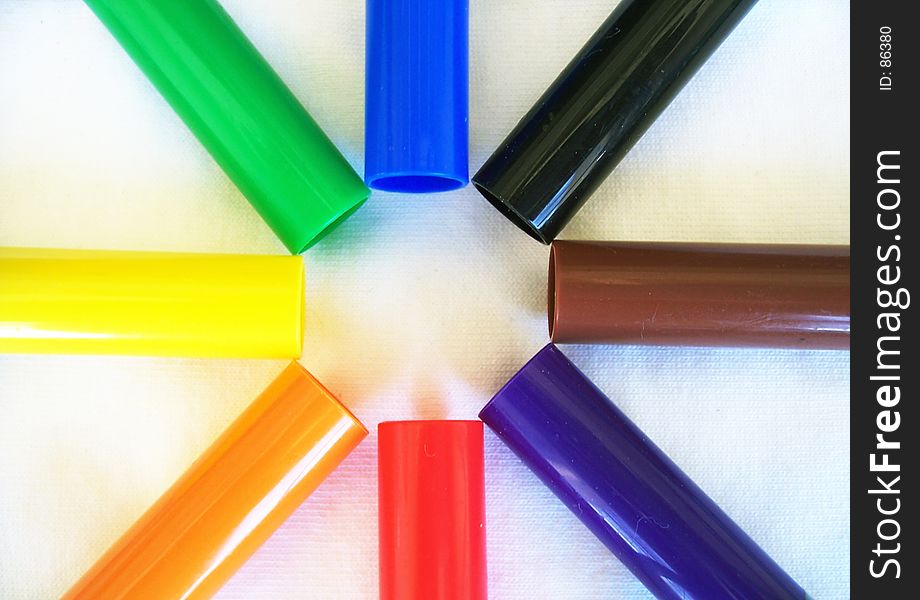 Close up photo of markers.