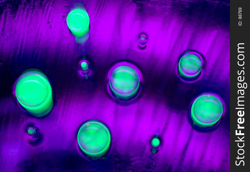 Glowing Green Bubbles Water Drops
