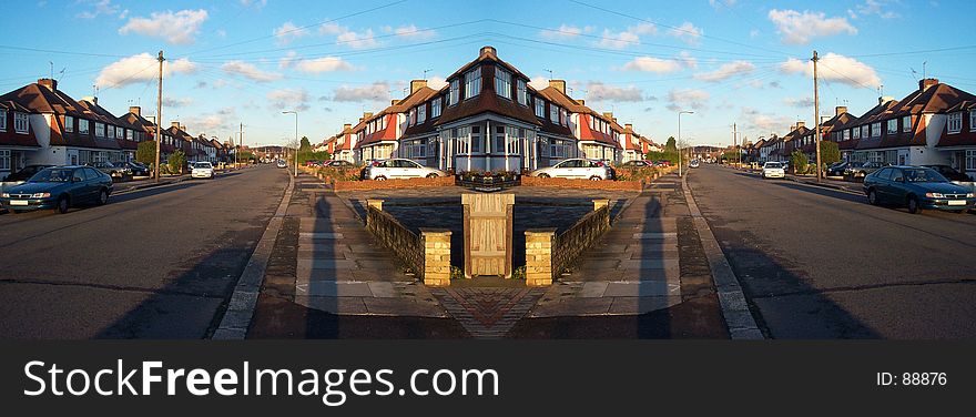 This is an surreal image of a street. This is an surreal image of a street.