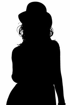 Silhouette With Clipping Path Of Woman In Hat Stock Photo Silhouette With Clipping Path Of Woman In Hat Stock Photo