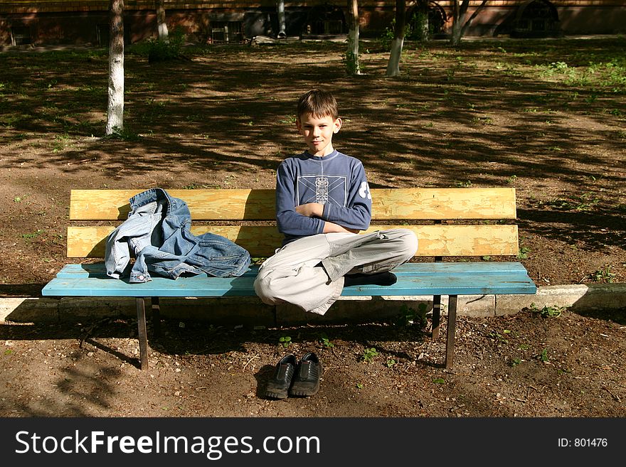Teenager on a bench