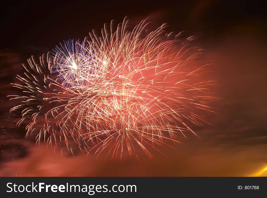 Fireworks in red