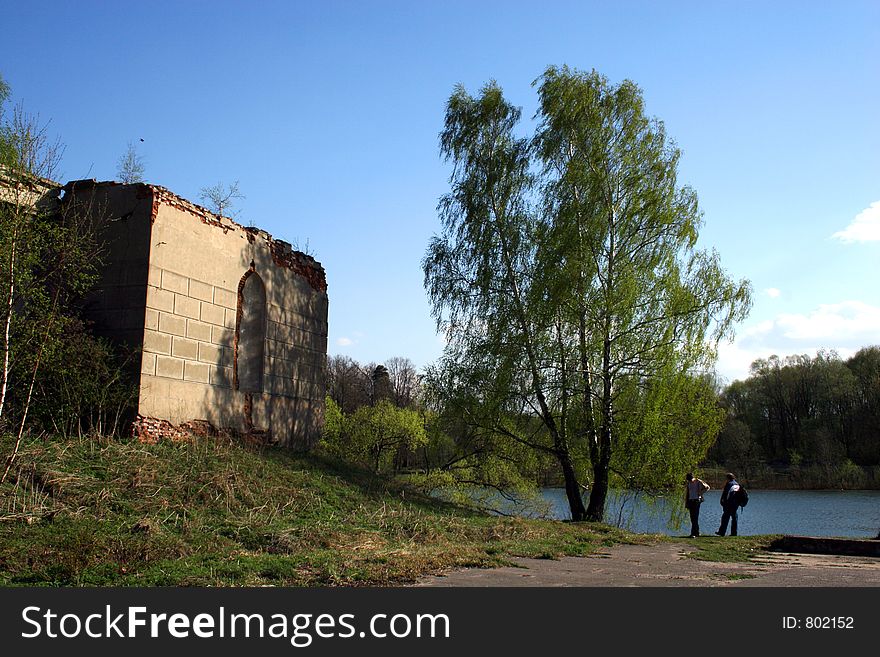 Spring walk in ancient manor near Moscow. Spring walk in ancient manor near Moscow.