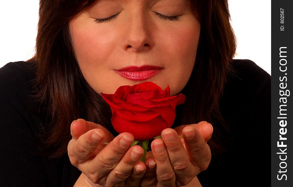 Woman With Red Rose