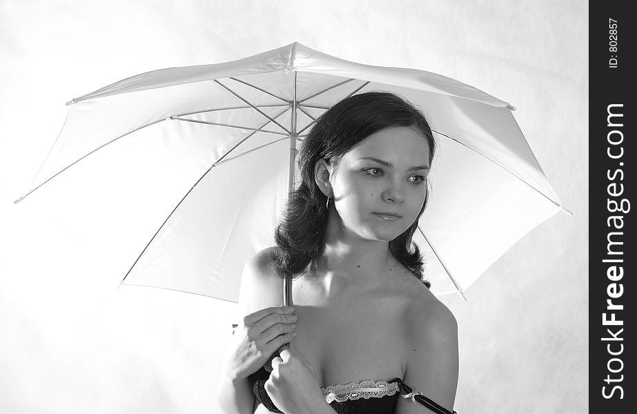 Portrait With A Umbrella (b/w)