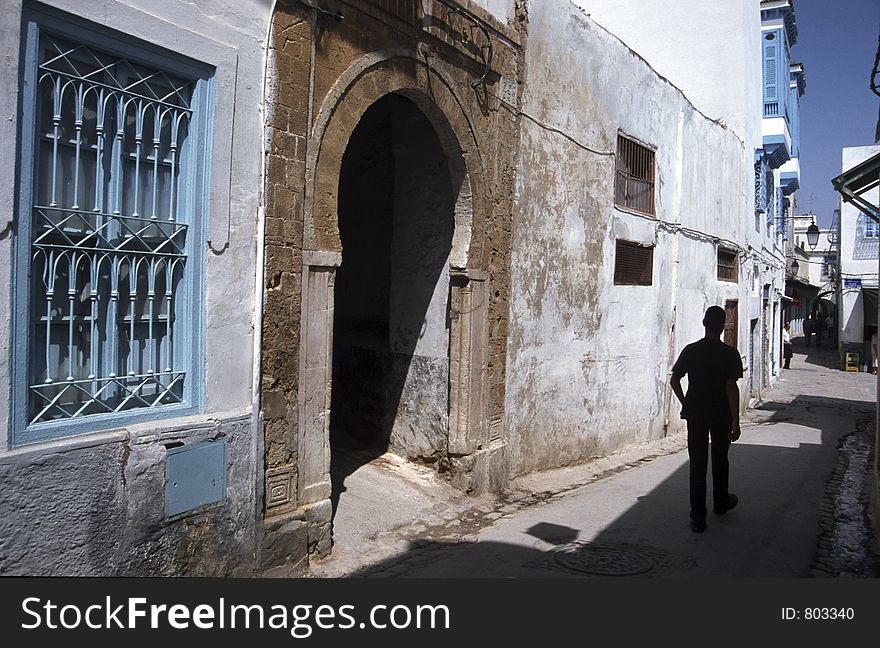 A typical street from Medina in Tunisia. A typical street from Medina in Tunisia.