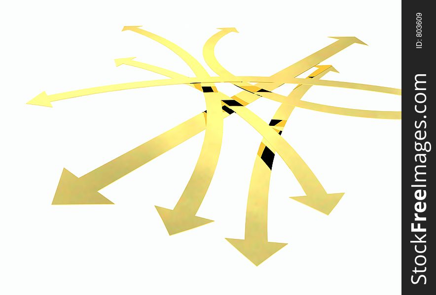 Illustration of diverse arrows in 3D. Illustration of diverse arrows in 3D