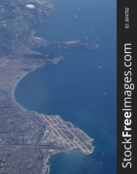 The French riviera and Nice airport. The French riviera and Nice airport.