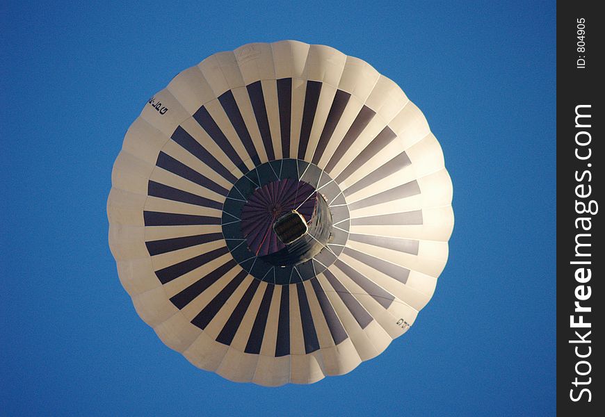 Bottom View Striped Hot Air Balloon