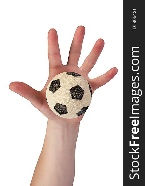 Hand hold soccer ball