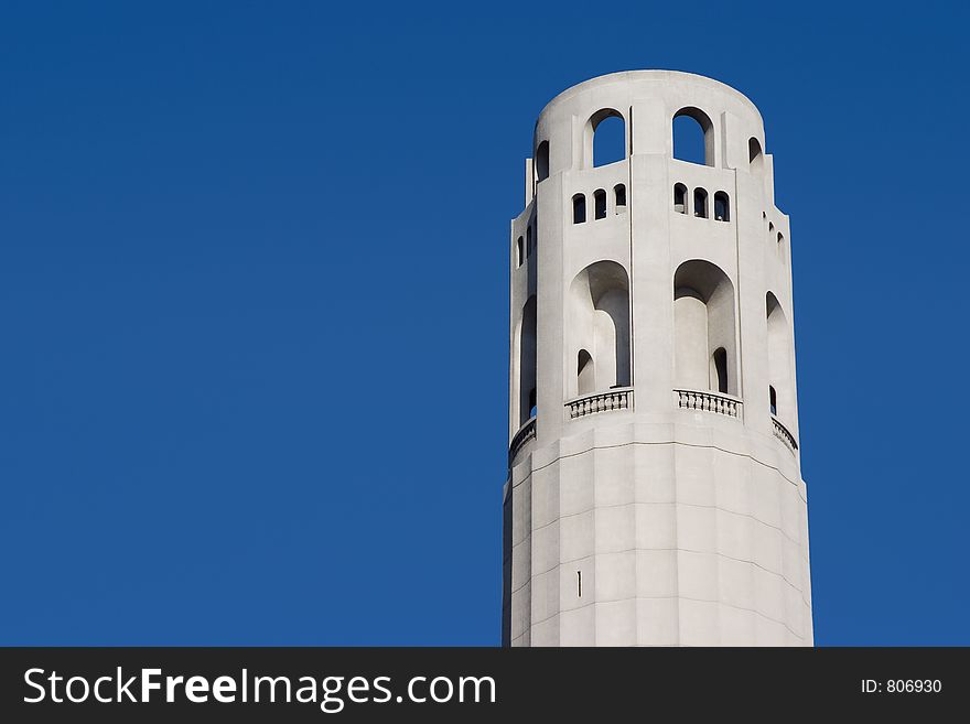 A detailed view of Coit Tower in San Francisco. A detailed view of Coit Tower in San Francisco.