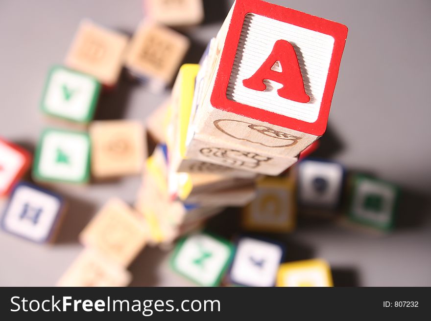 Wooden block with number and alphabet. Wooden block with number and alphabet