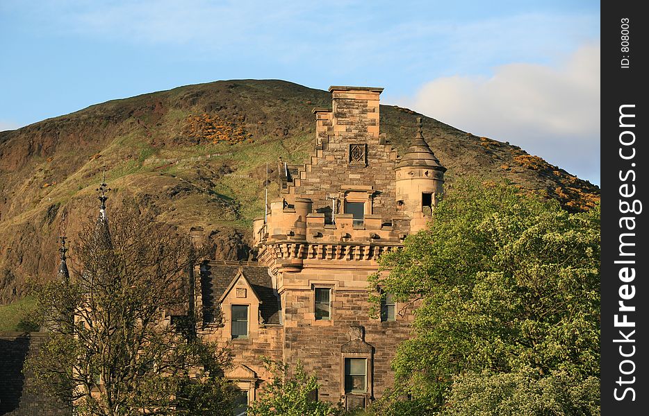 Scottish castle. Holyrood park, Edinburg (Scotland)