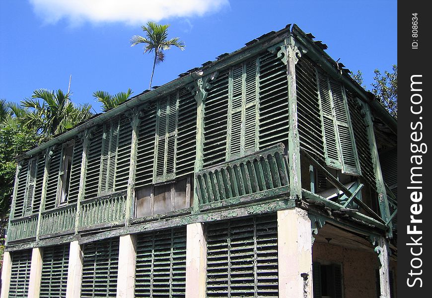 Nassau Bahamas Old Green Building