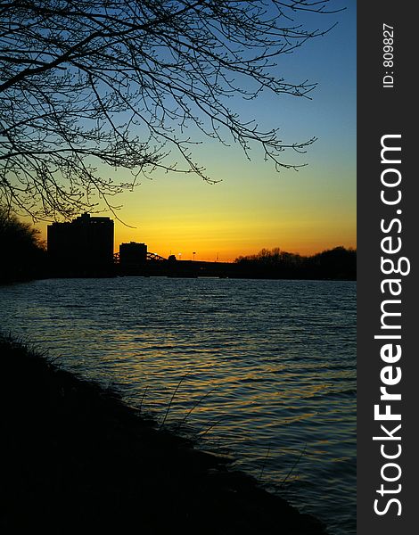 Charles River at sunset. Charles River at sunset