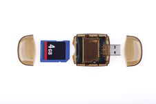 Memory Card And Card Reader Royalty Free Stock Images
