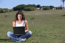 Young Woman With Laptop Stock Photo Young Woman With Laptop Stock Photo