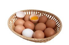 Chicken Eggs In The Brown Basket. Royalty Free Stock Image Chicken Eggs In The Brown Basket. Royalty Free Stock Image