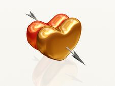 Two Hearts With Arrow Stock Photos
