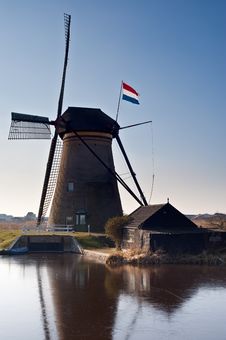 Beautiful Windmill Landscape At Kinderdijk Stock Images