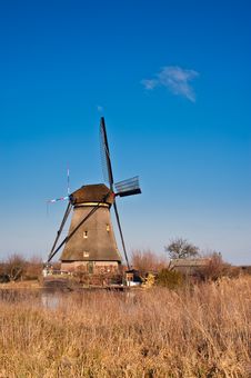 Beautiful Windmill Landscape At Kinderdijk Stock Images