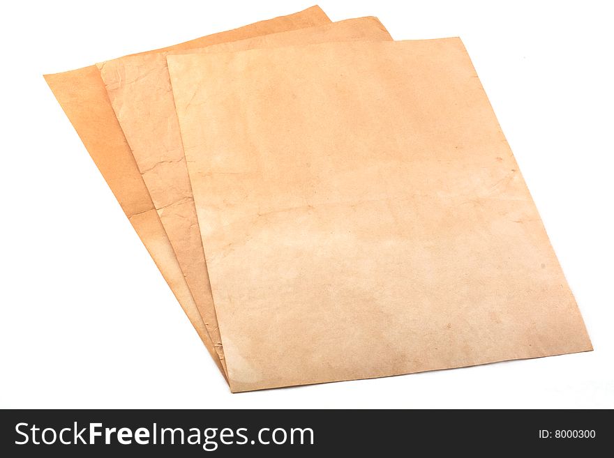 Aged paper pages on white background. Aged paper pages on white background