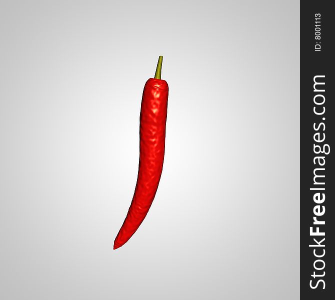 Red chili on white backgrounds.