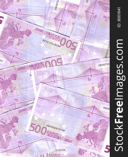 Five hundred euro banknotes background. Five hundred euro banknotes background