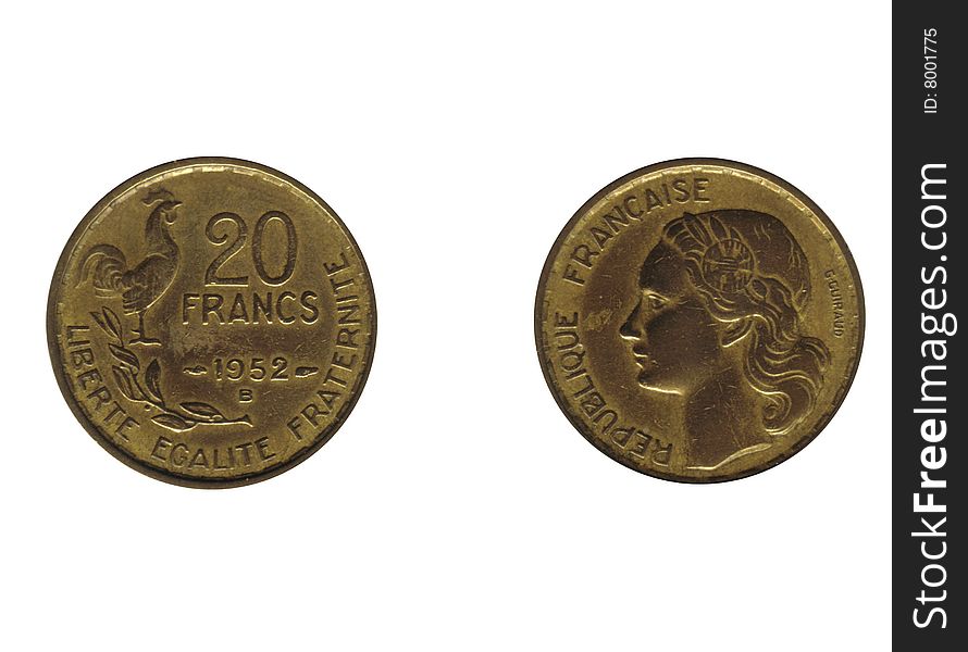 Old 20 francs in 1952