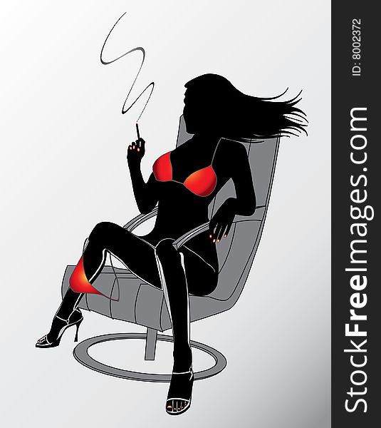 Luxury woman relax and smoking