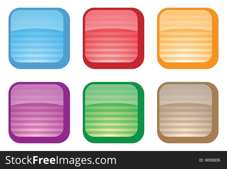 Colorful vector buttons. Isolated vector illustration on white background. Include additional format EPS v.8 (Adobe Illustrator).