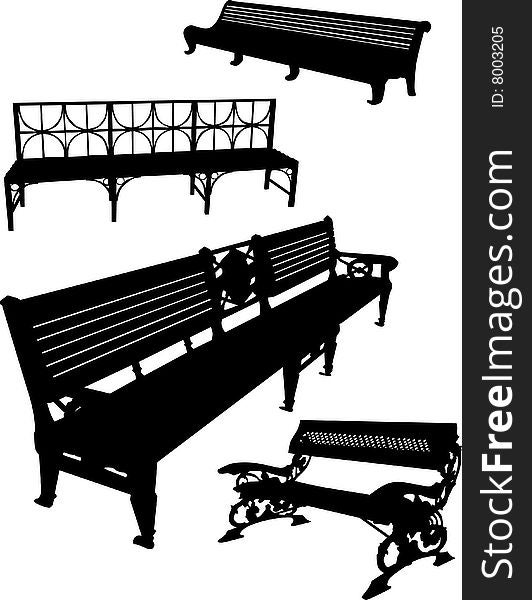 Illustration with bench set isolated on white background. Illustration with bench set isolated on white background