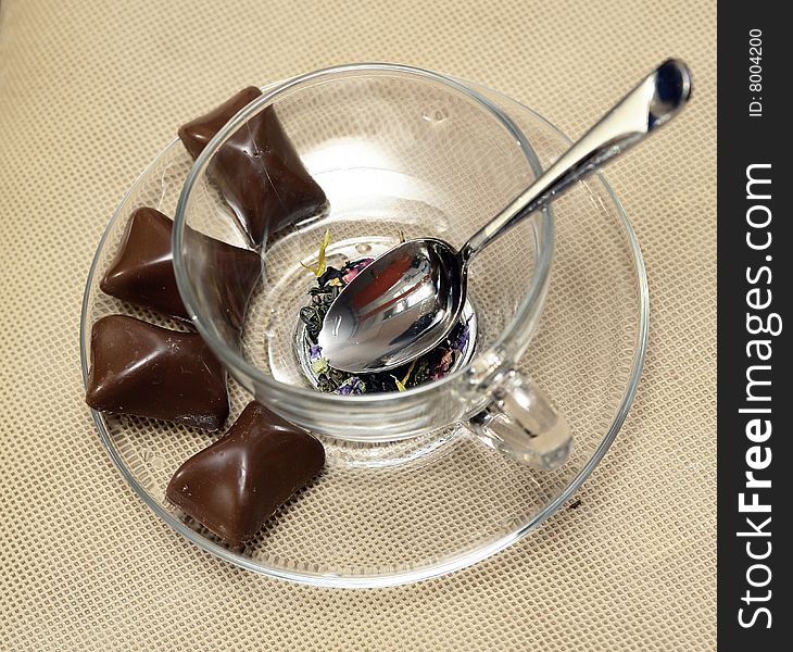 Tea Laying With Chocolate.