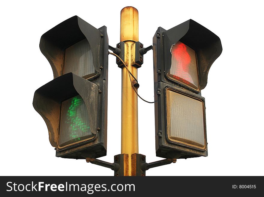 Traffic light with white background