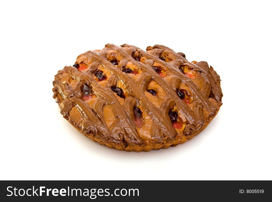 Handmade pie isolated on white background