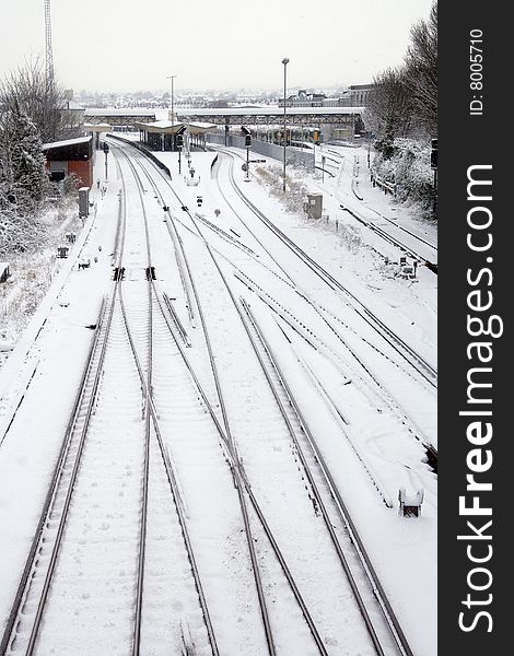 Snowfall On Railway