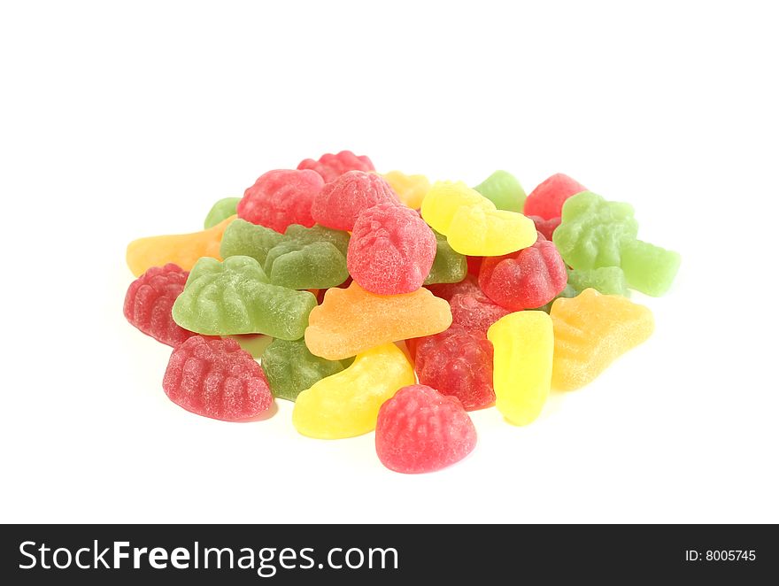 Color gelatinous sweets isolated on a white background