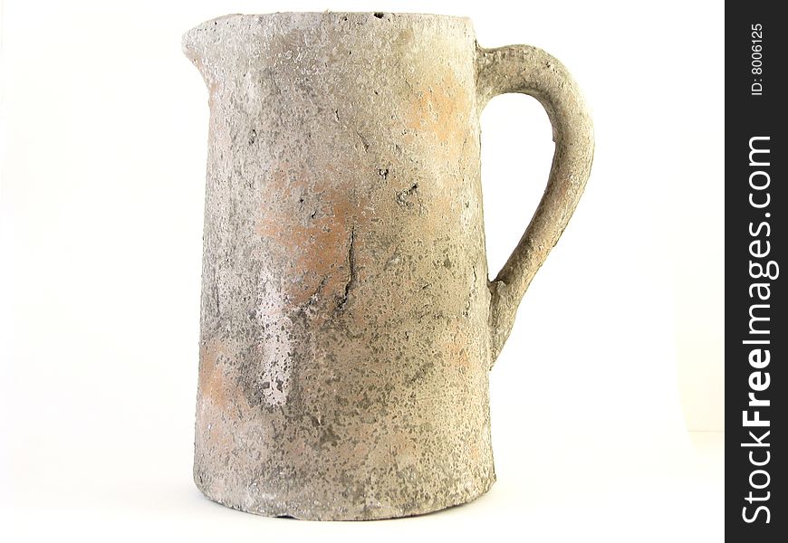 Stone jug on white background