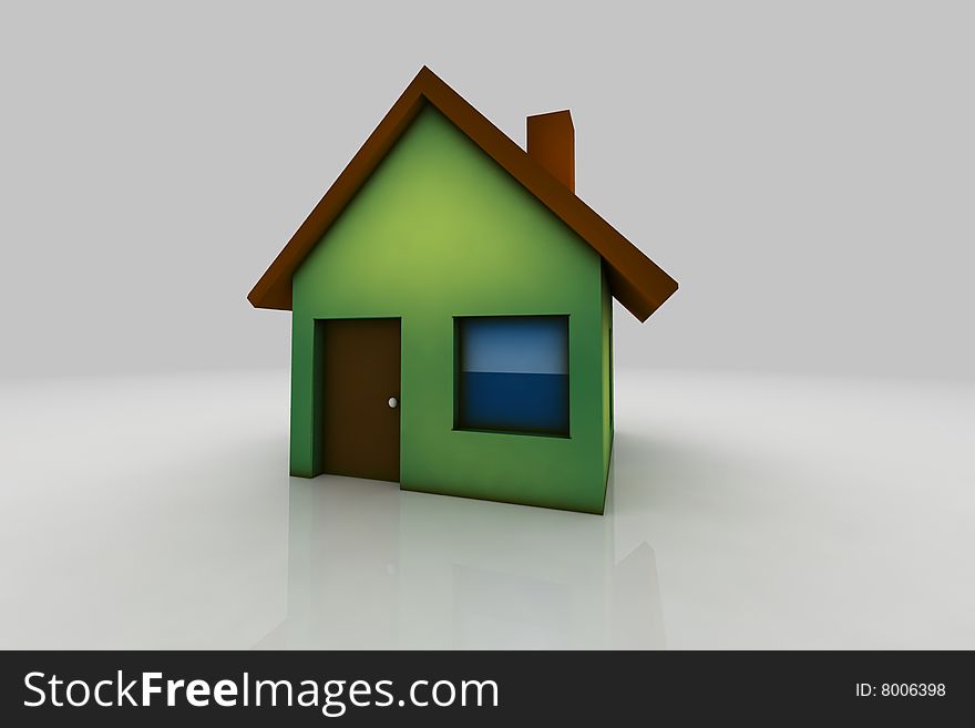 Little house - 3d render illustration on white background