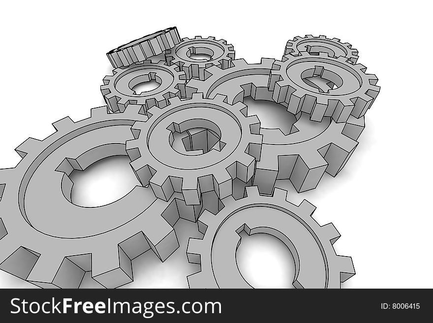 Isolated cogwheels - business network - illustration