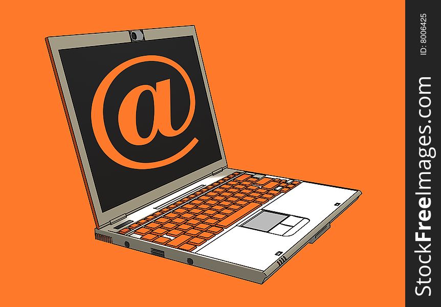 Modern laptop with email symbol
