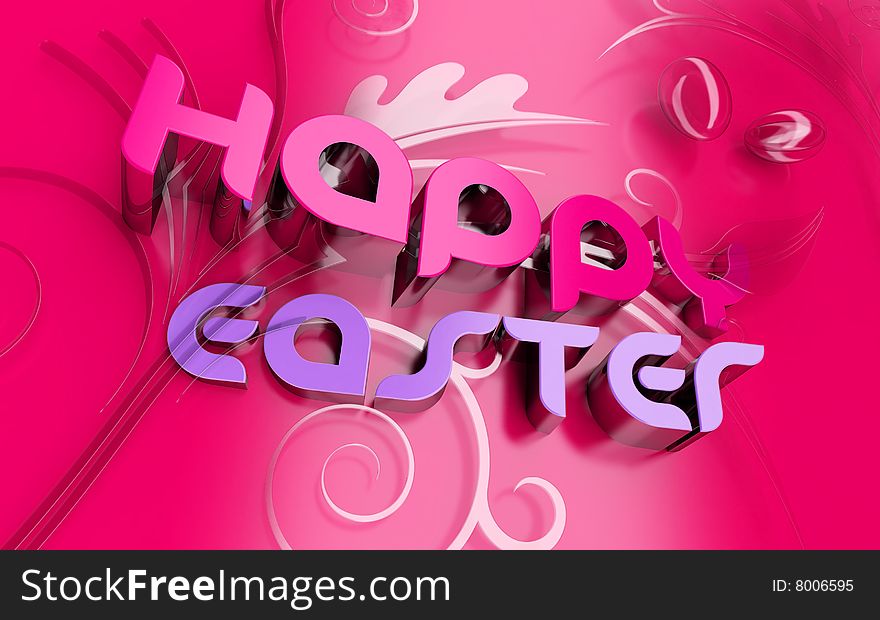 Happy Easter 3d text and florals over a gradient background.
