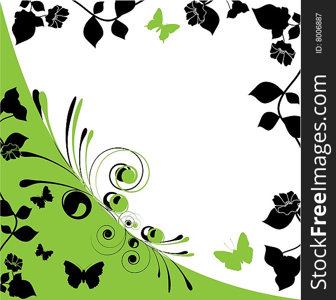 Abstract floral background with butterfly