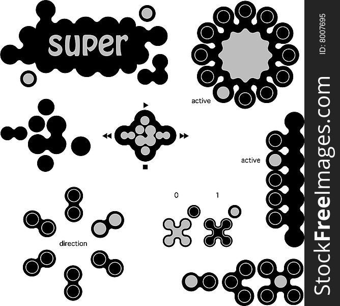 Fun black and white bubble elements for web-design. Fun black and white bubble elements for web-design