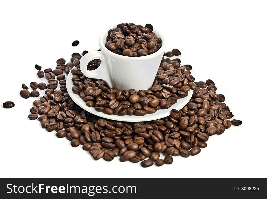 Cup  filled with coffee beans. Cup  filled with coffee beans