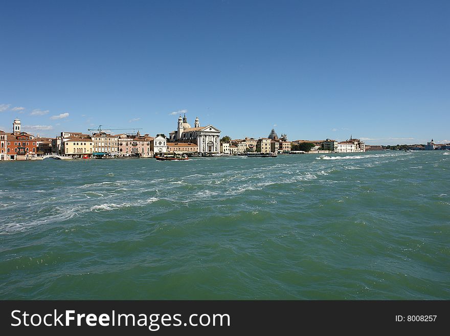 View to the city of Venice, Italy.