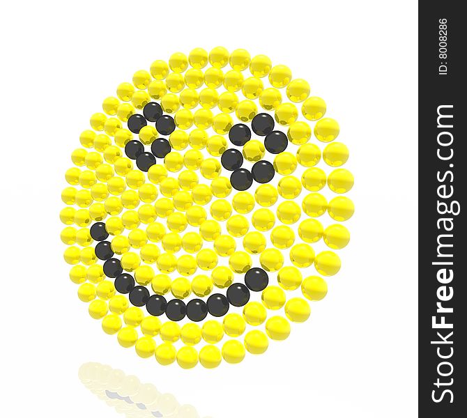 A smiling yellow smilie from spheres. A smiling yellow smilie from spheres