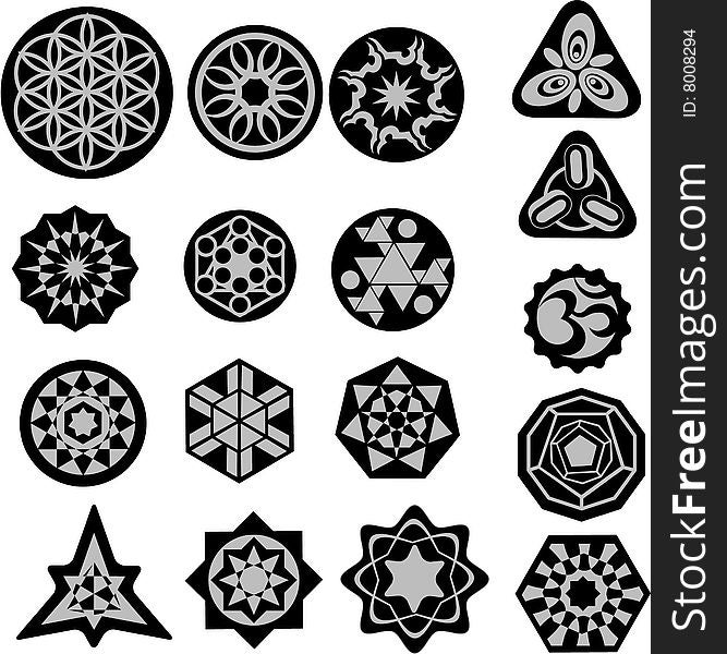 Set of tribal signs and symbols on the blacke plates. Set of tribal signs and symbols on the blacke plates.